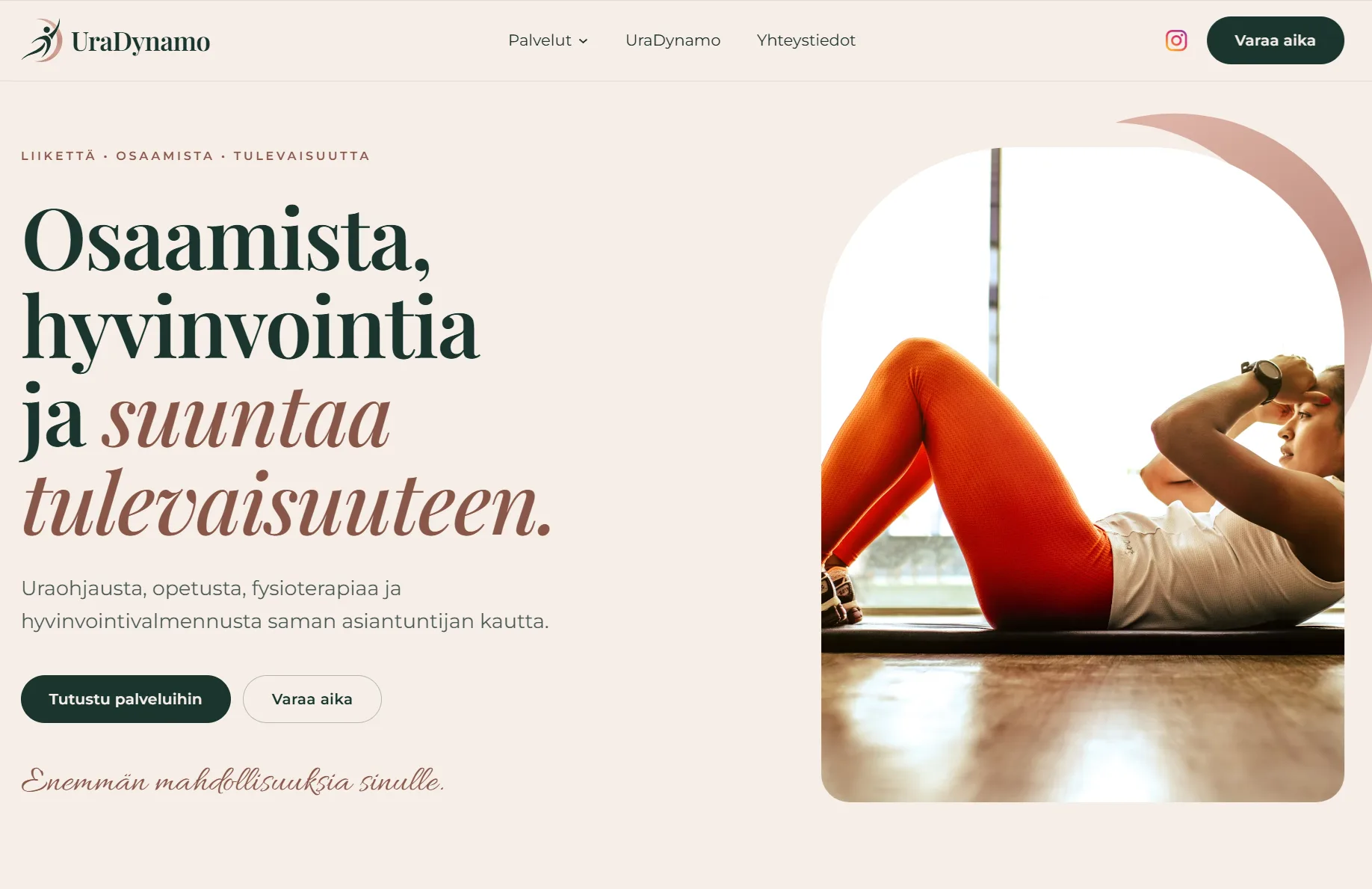 UraDynamon etusivu työpöytänäkymässä